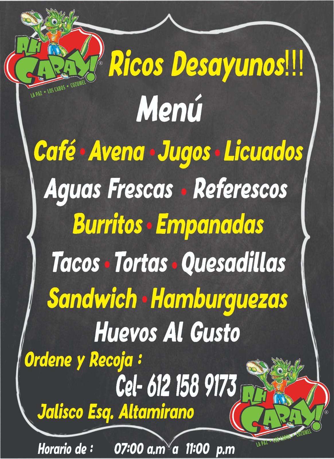 Menú desayunos