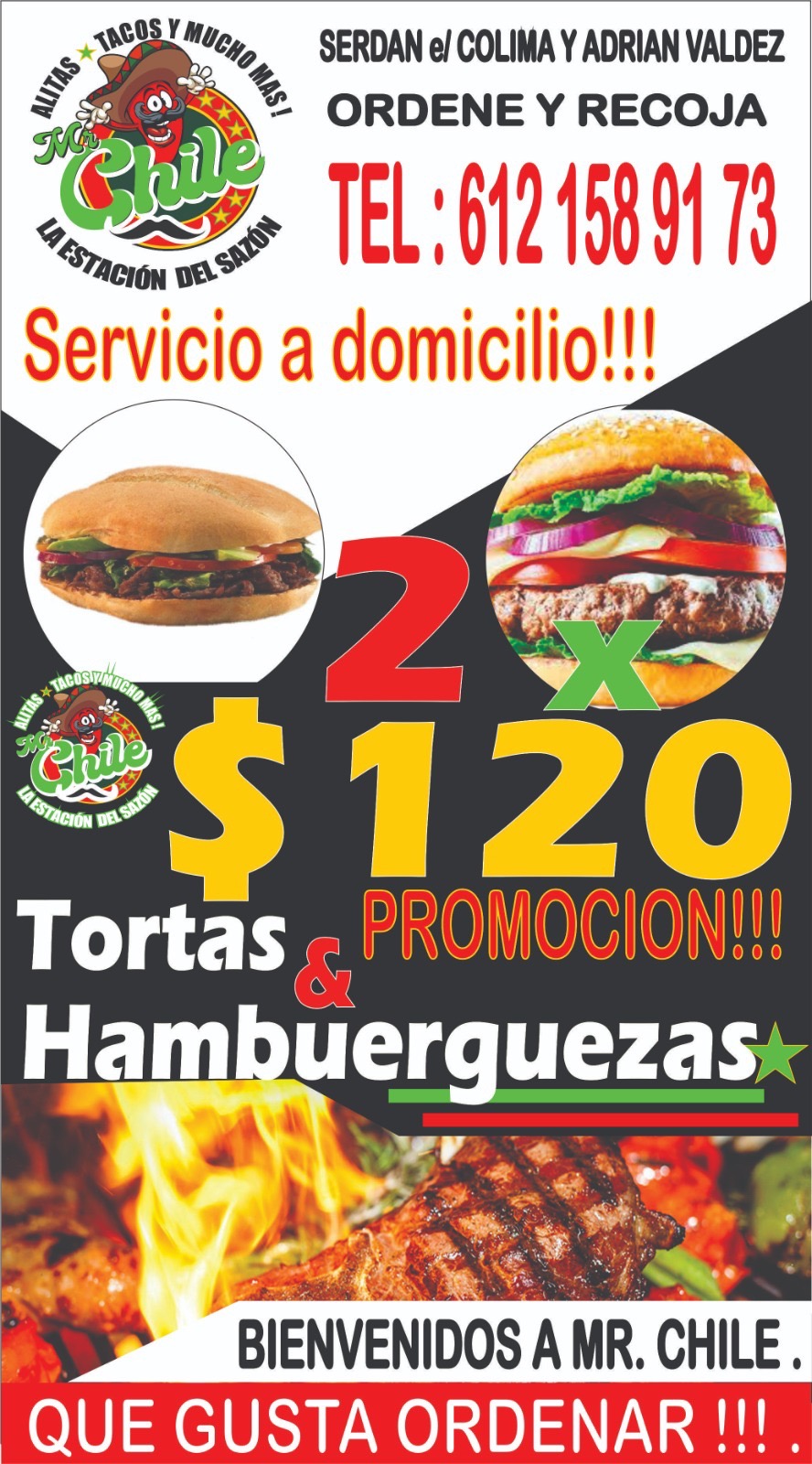 Promoción tortas y hamburguesas